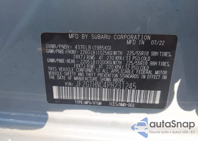 JF2GTHNC4PH231245: 43210414