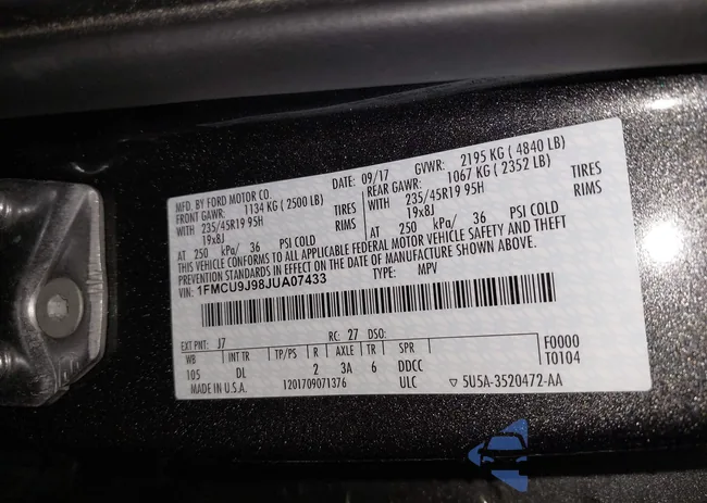 1FMCU9J98JUA07433: 43210431