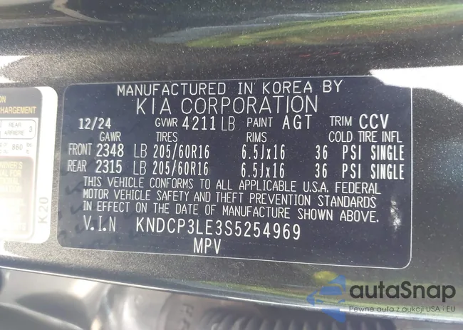 KNDCP3LE3S525496: 43210451