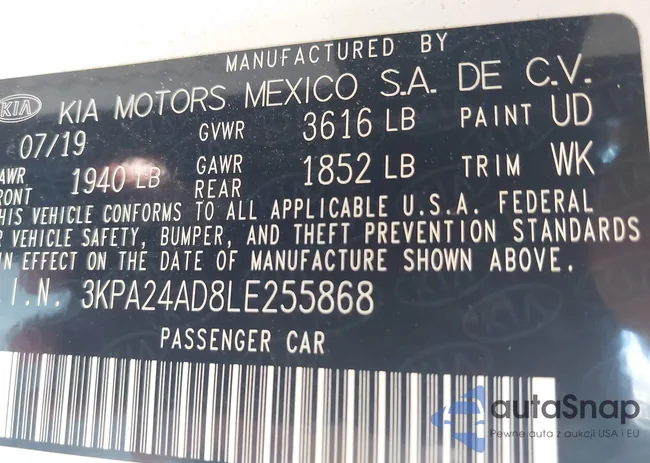 3KPA24AD8LE255868: 43209645