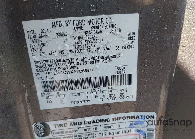 1FTEW1CWXAFB65546: 43209698