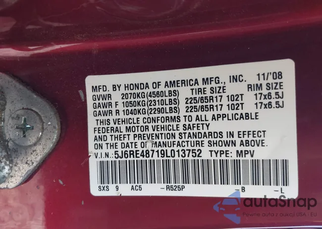 5J6RE48719L013752: 43209809