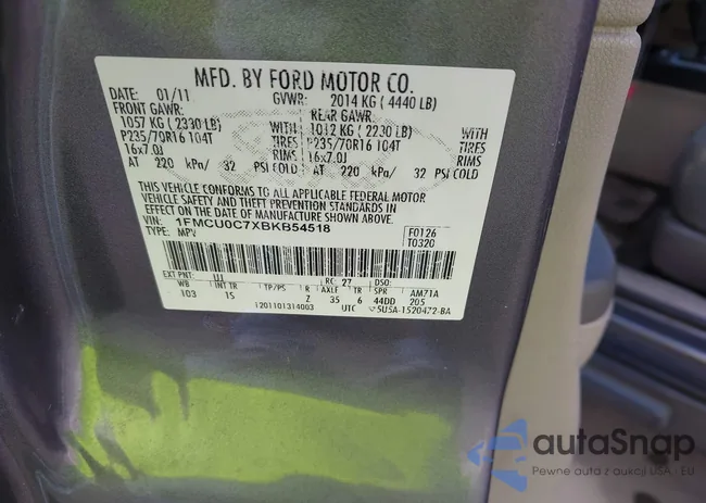 1FMCU0C7XBKB54518: 43209885