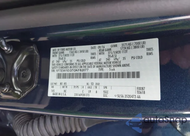 1FTEW1EG7GKF82077: 43209926