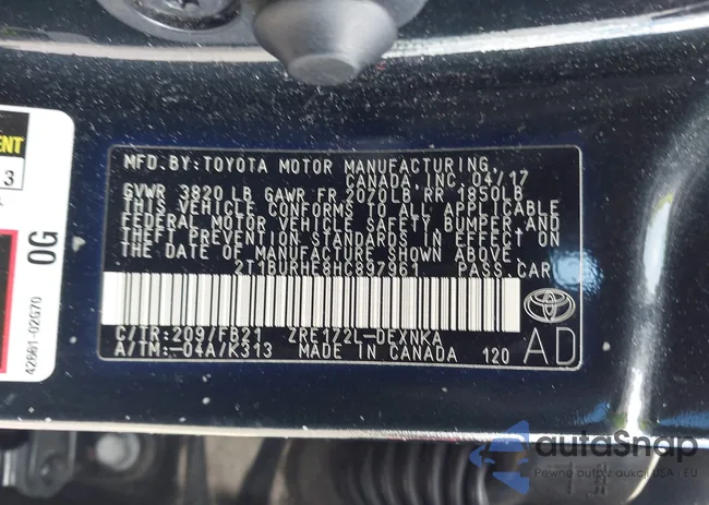 2T1BURHE8HC897961: 43209934