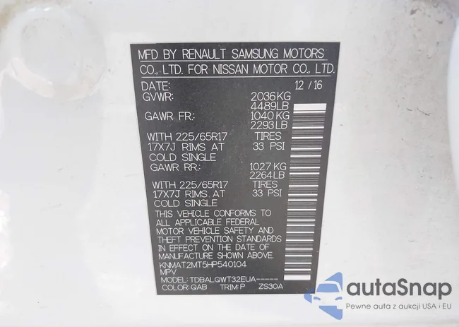 KNMAT2MT5HP540104: 43210947