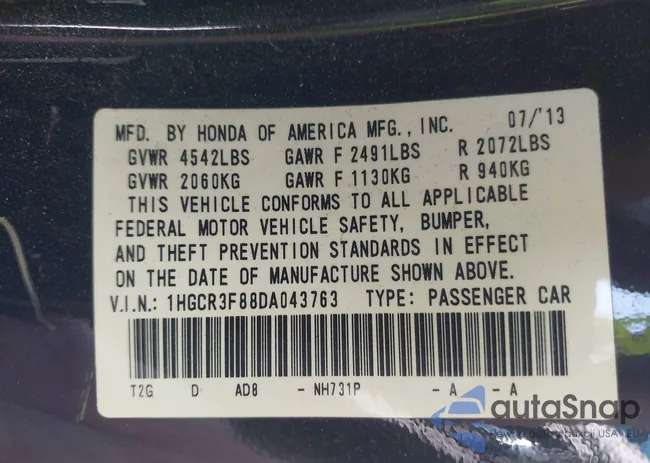 1HGCR3F88DA043763: 43211058