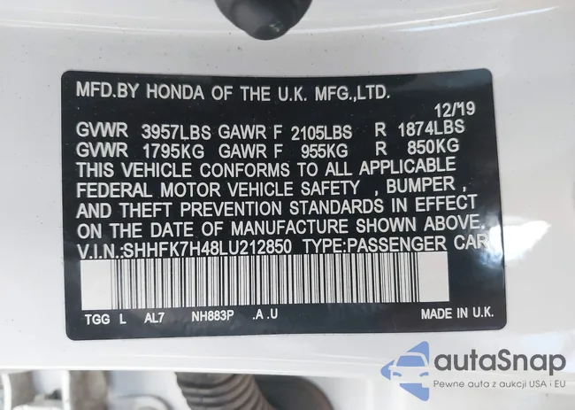 SHHFK7H48LU212850: 43211077