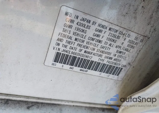 JH4CL96835C024612: 43211220