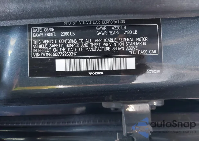 YV1MS382772269317: 43211380