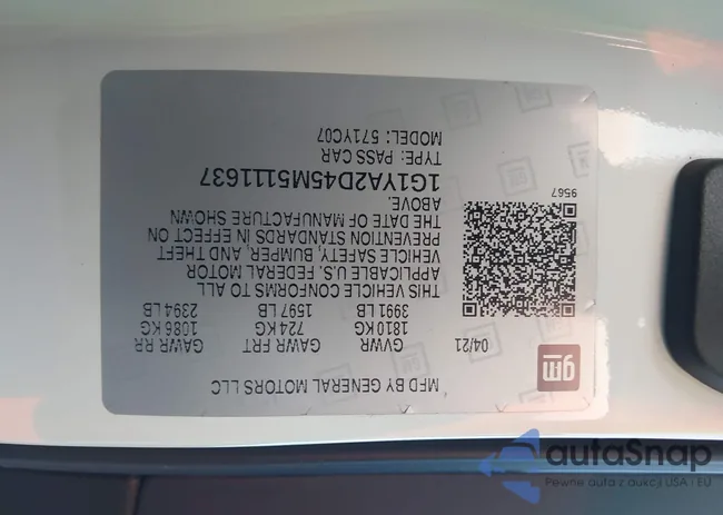 1G1YA2D45M5111637: 43210580