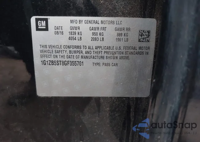 1G1ZB5ST8GF355701: 43210595