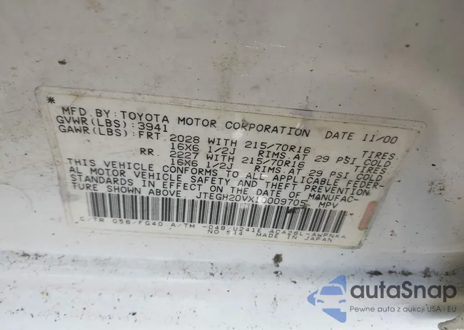 JTEGH20VX10009705: 43210667