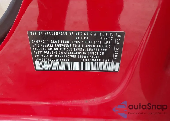 3VWDP7AJ0CM409885: 43210679