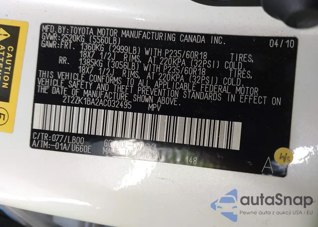 2T2ZK1BA2AC032495: 43210693