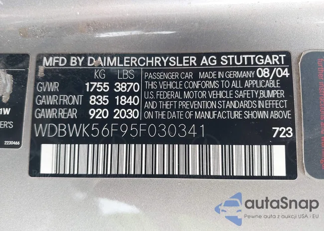 WDBWK56F95F030341: 43210698