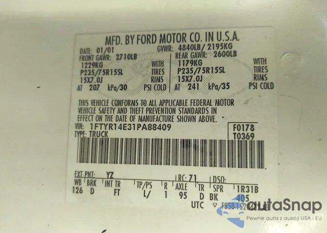 1FTYR14E31PA88409: 43210769