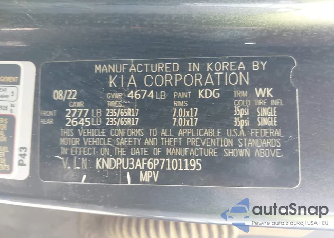 KNDPU3AF6P7101195: 43210833