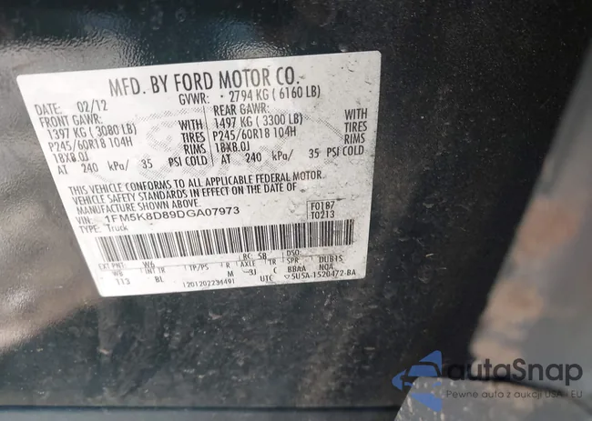 1FM5K8D89DGA07973: 43210893