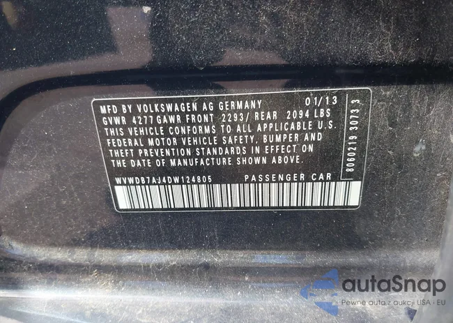 WVWDB7AJ4DW124805: 43210939