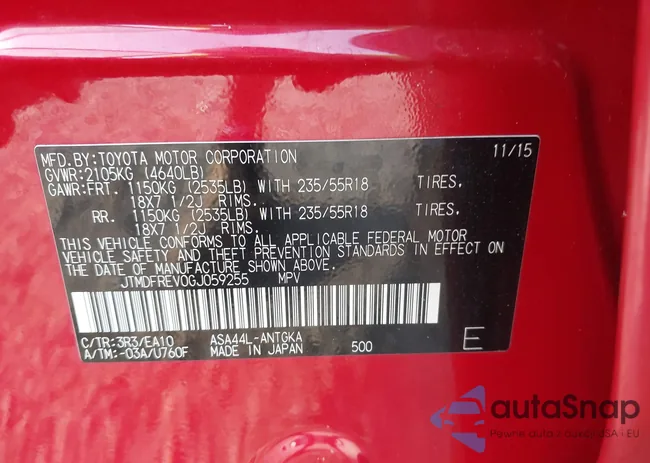 JTMDFREV0GJ059255: 43211929