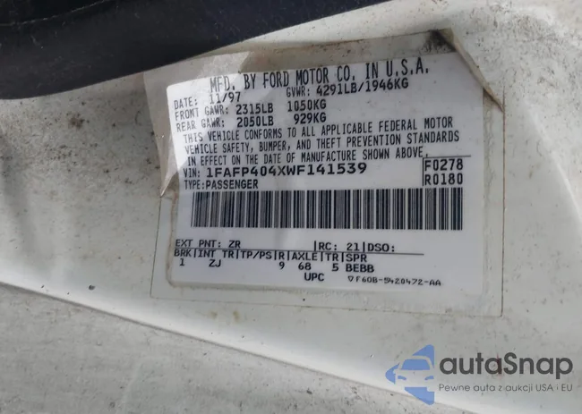 1FAFP404XWF141539: 43211984