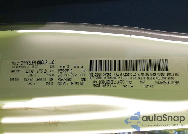 1C4BJWEG6EL110779: 43212189