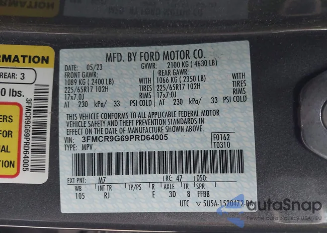 3FMCR9G69PRD64005: 43212271