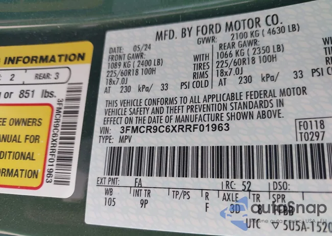 3FMCR9C6XRRF01963: 43212467