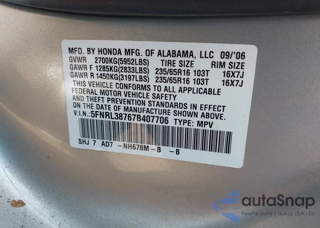 5FNRL38767B407706: 43211778