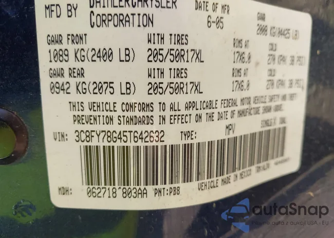 3C8FY78G45T642632: 43212950