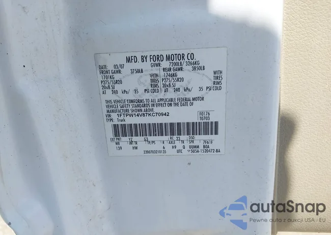 1FTPW14V87KC70942: 43212993