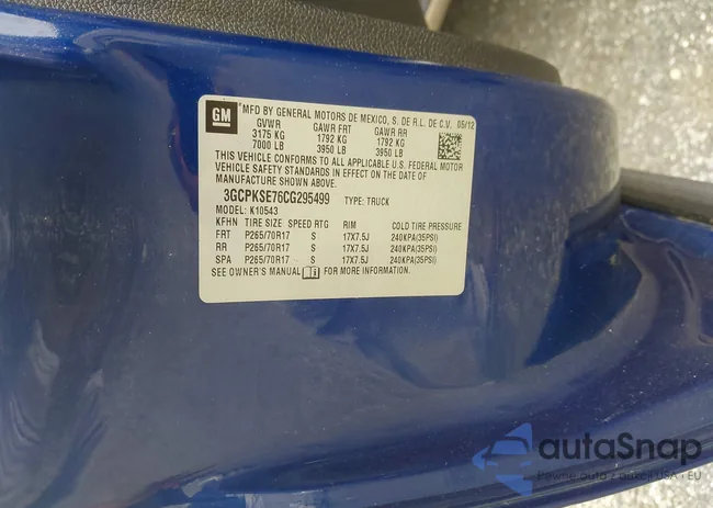 3GCPKSE76CG295499: 43213022