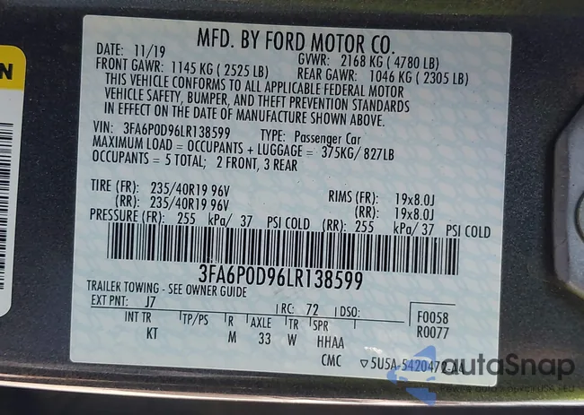 3FA6P0D96LR138599: 43213030