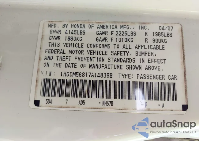 1HGCM56817A148398: 43213055