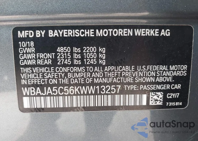 WBAJA5C56KWW13257: 43213085