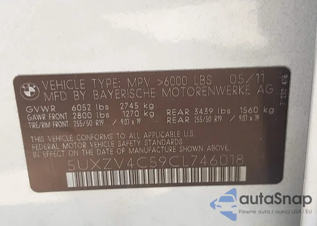 5UXZV4C59CL746018: 43213098