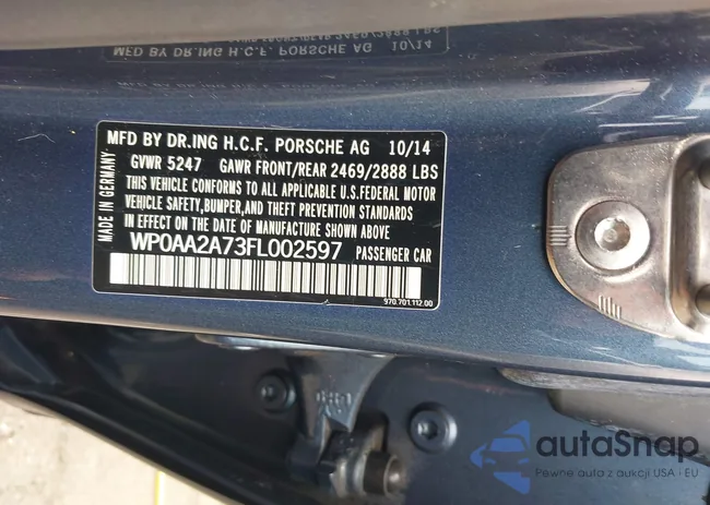 WP0AA2A73FL002597: 43213183