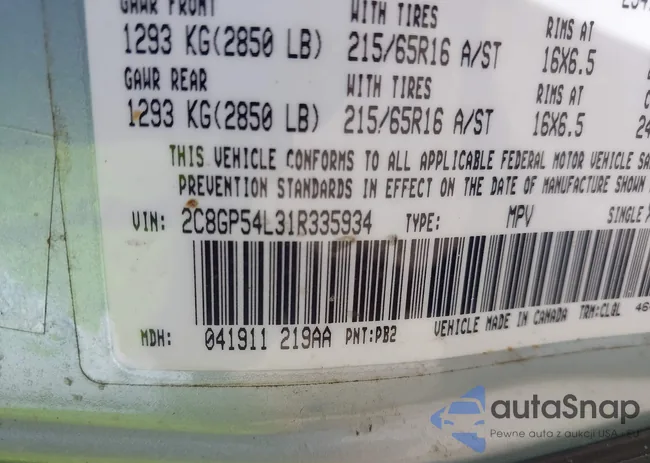 2C8GP54L31R335934: 43213224