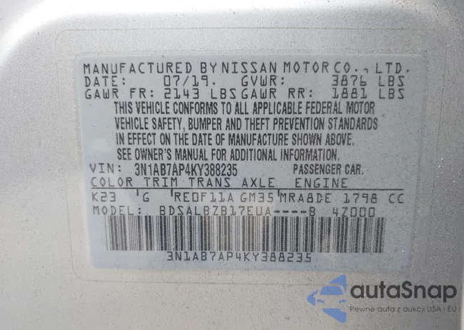 3N1AB7AP4KY388235: 43213228