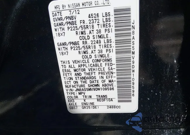 JN8AS5MV9DW109596: 43213466