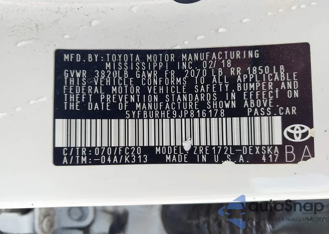 5YFBURHE9JP816178: 43212536