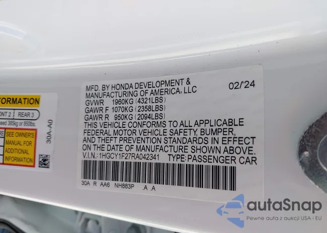 1HGCY1F27RA042341: 43212564