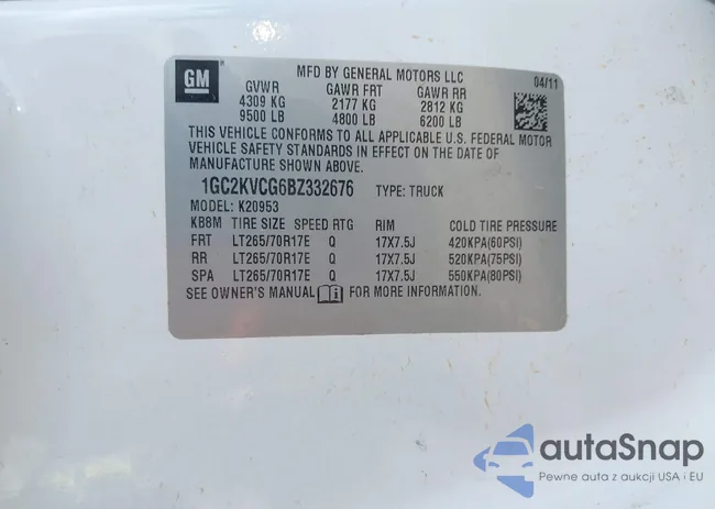 1GC2KVCG6BZ332676: 43212579