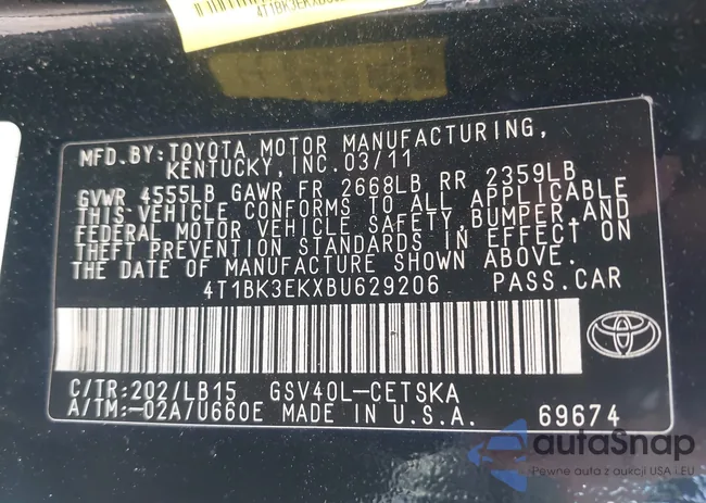 4T1BK3EKXBU629206: 43212651