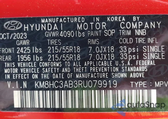 KM8HC3AB3RU079919: 43212674