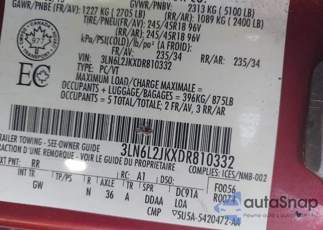 3LN6L2JKXDR810332: 43212741