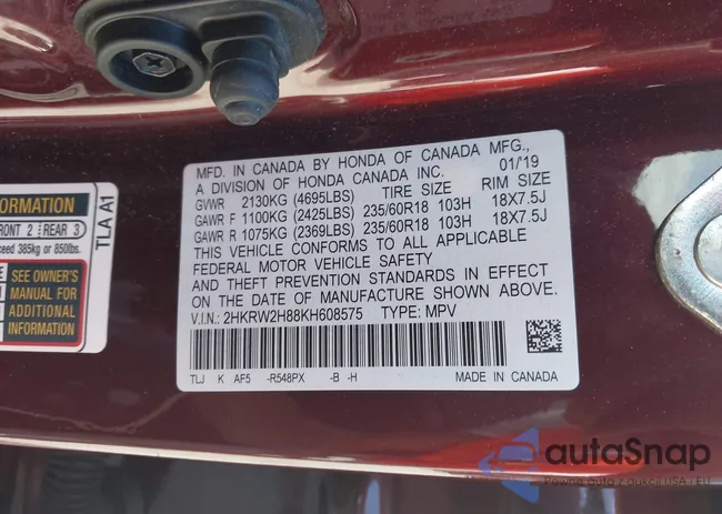 2HKRW2H88KH608575: 43212792