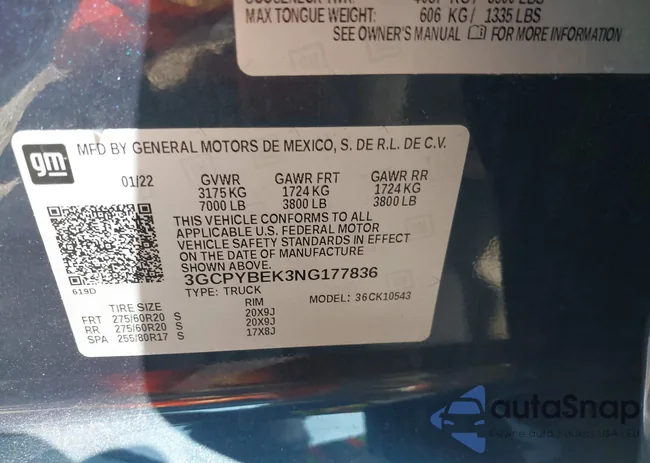 3GCPYBEK3NG177836: 43212806