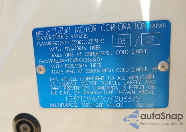 JS3TD944X74203372: 43213998